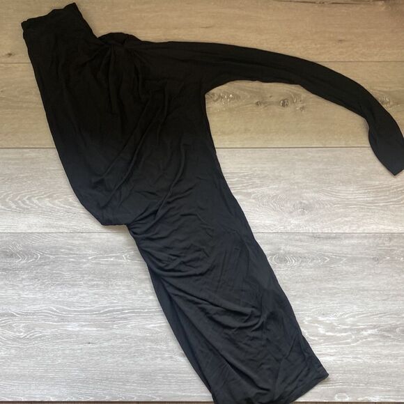 Zara asymmetric 1 Arm High Neck Black dress with gathering Nwt XS - Picture 4 of 6